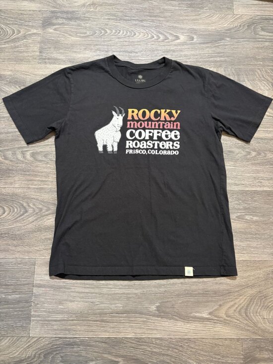 Uluru Other - Rocky Mountain Coffee Roasters Graphic T Shirt Large Black Goat Frisco Colorado